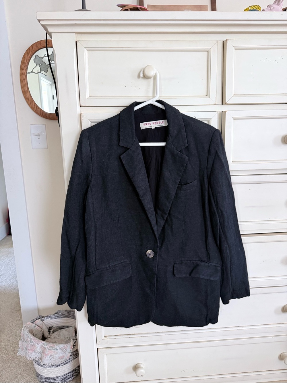 Free People Black Relaxed Single-Button Blazer
